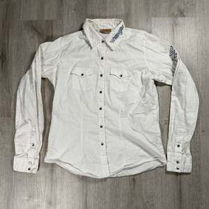 Womens Wrangler White Long Sleeve Western Pearl Snap Shirt Small